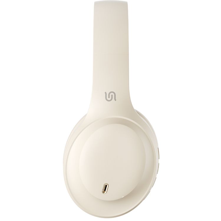  Porodo Soundtec Wireless Headphones with 400mAh Battery Capacity, 1.5 Hours Recharge Time, Up to 50 Hours Working Time, Type C Charging Port, Bluetooth V5.4 - Beige