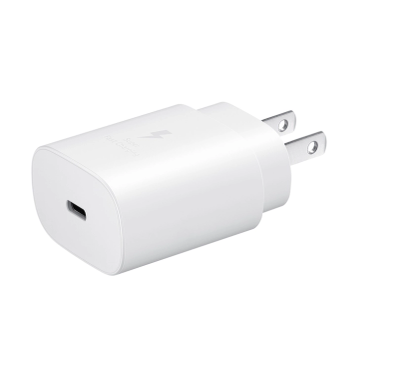 Samsung 25W PD USB-C Adapter 2 pin, Supports super fast charging with 25 watts  - White