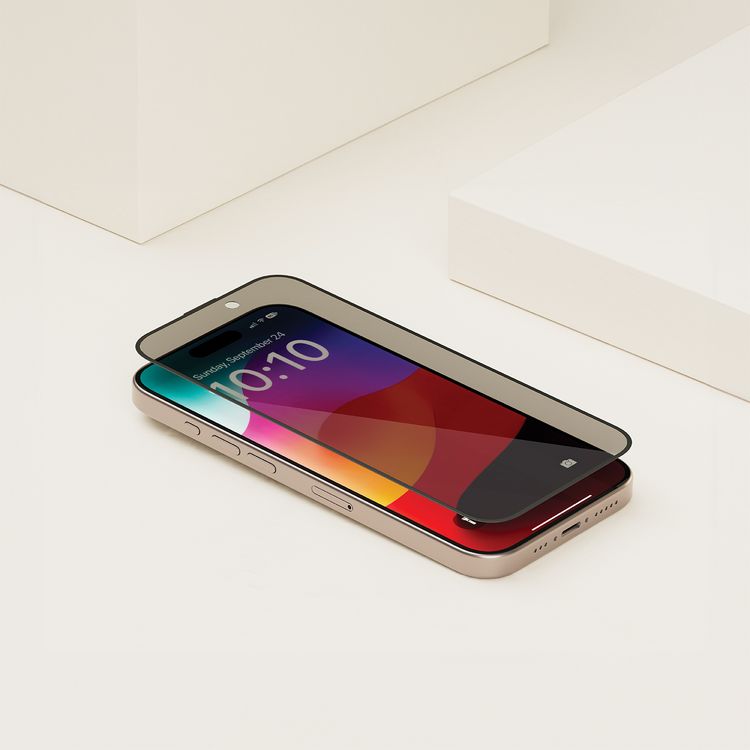 واقي الشاشة Levelo Privacy ذو الحرارة المضاعفة لهاتف iPhone 15 Pro، مقاوم للخدوش، ومضاد لبصمات الأصابع، بتغطية كاملة للحماية، وتصميم مضاد للانفجار - أسود.