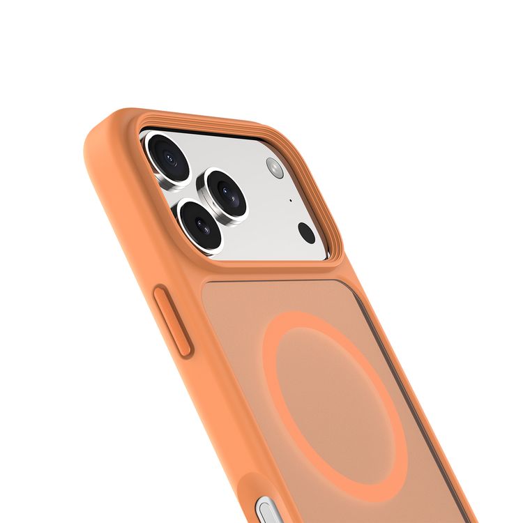 Levelo Matteo Hybrid Kickstand Case with Matte Design for iPhone 17 Pro Max, Anti-Fingerprint Coating, Impact-Resistant Corners, Raised Bezels for Camera & Screen, MagSafe Compatible, Shock-Resistant Bumper, Drop-Tested - Orange