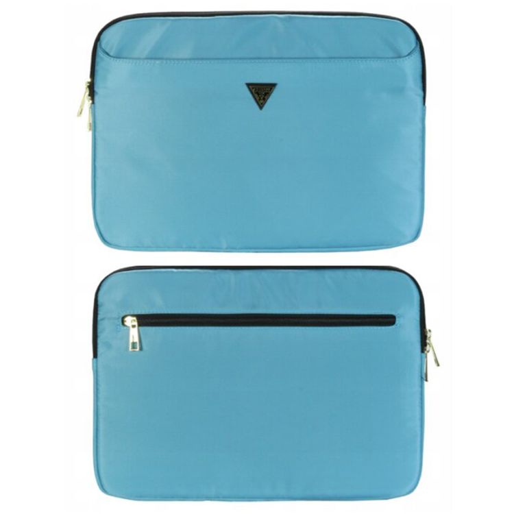 Guess Laptop Sleeve for Computer 13" with High-Quality Nylon Material, 3 Pockets, Zipper Closure, Water-Resistant - Light Blue