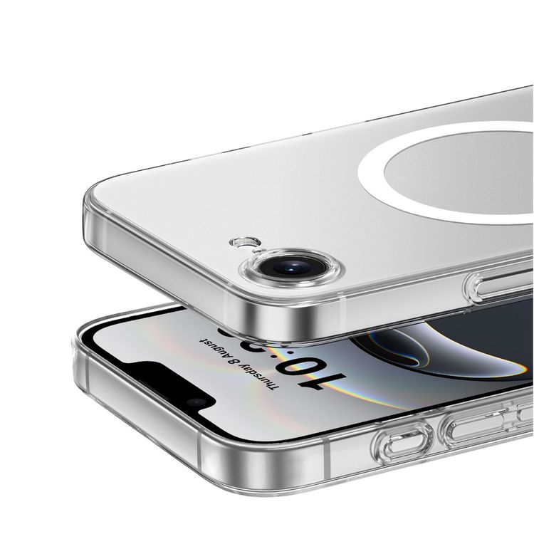 جراب Green Lion MagSafe Delgado لجهاز iPhone 16e بحواف مرتفعة، تصميم شفاف كريستالي، مغناطيسات N52 قوية، مصنوع من مادة TPU+PC صلبة، قبضة مريحة - شفاف