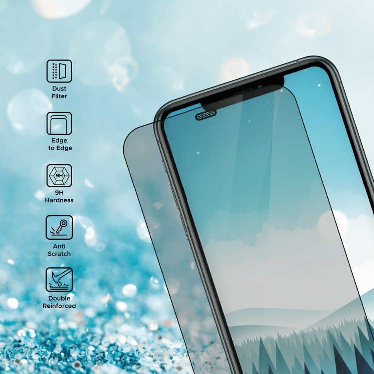 Liberty Guard Full Cover Rounded Edge Screen Protector for iPhone 11 Pro with Dust Filter, Anti Shock & Anti Impact - Black