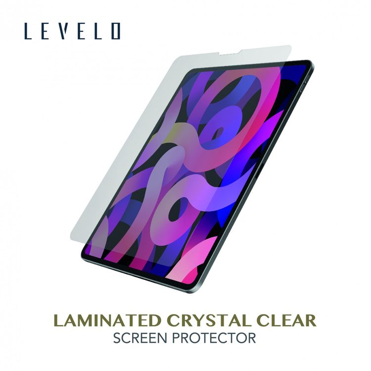 LEVELO Laminated Crystal Clear Tempered Glass Screen Protector Compatible for iPad Air 4th Gen 10.9" (2020) Sensitive Touch, Anti-Scratch, Shock Absorption Protector - Clear