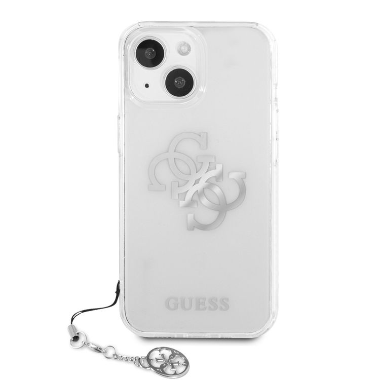 CG MOBILE Guess PC/TPU Case Transparent 4G Electroplated Logo with Elegant Charm Compatible for iPhone 13 (6.1") Anti-Scratch, Easy Access to All Ports