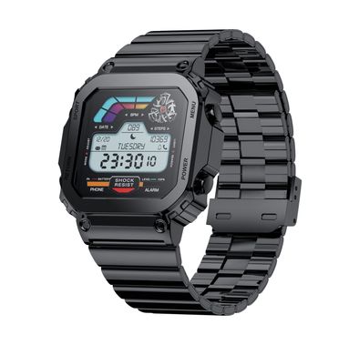 Porodo Nomad Smart Watch, 1.54" Screen, 290mAh Battery Capacity, Bluetooth 5.3, Android & iOS Compatible, 5 Days Working Time, IP67 Water Resistant, Health Monitoring - Black