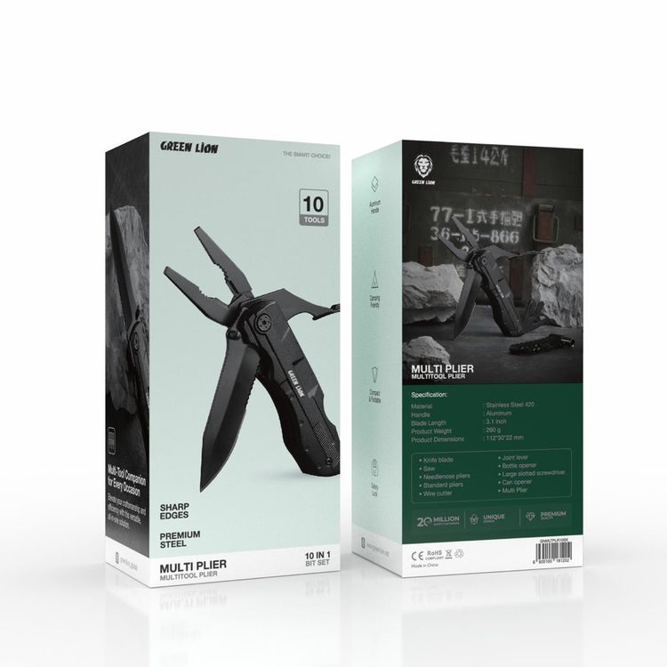 كماشة متعددة من جرين ليون مع مشعل نار - أسود