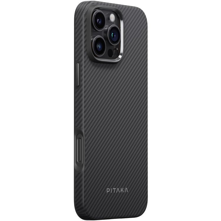 Pitaka Military Grade Case for iPhone 16 Pro, Military-Grade Shockproof Case, Built-in NFC, Raised Camera Lip, MagSafe Compatible - Black / Gray