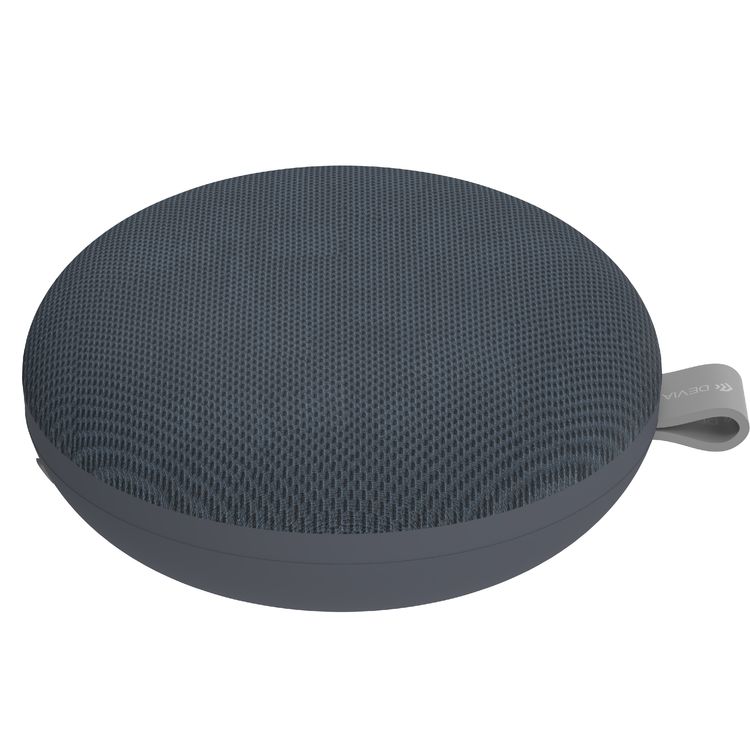 Devia Kintone Series Fabric Wireless Speaker, 400mAh Large Capacity, Stylish Circular Appearance, High Quality Speaker, Clear Sound, Classic Fabric Skin, Friendly Feel - Gray
