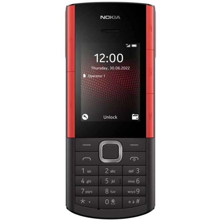 Nokia 5710 Xpress Audio Feature Phone with built-in wireless earbuds, 4G Connectivity, (Dual SIM) - Black and Red