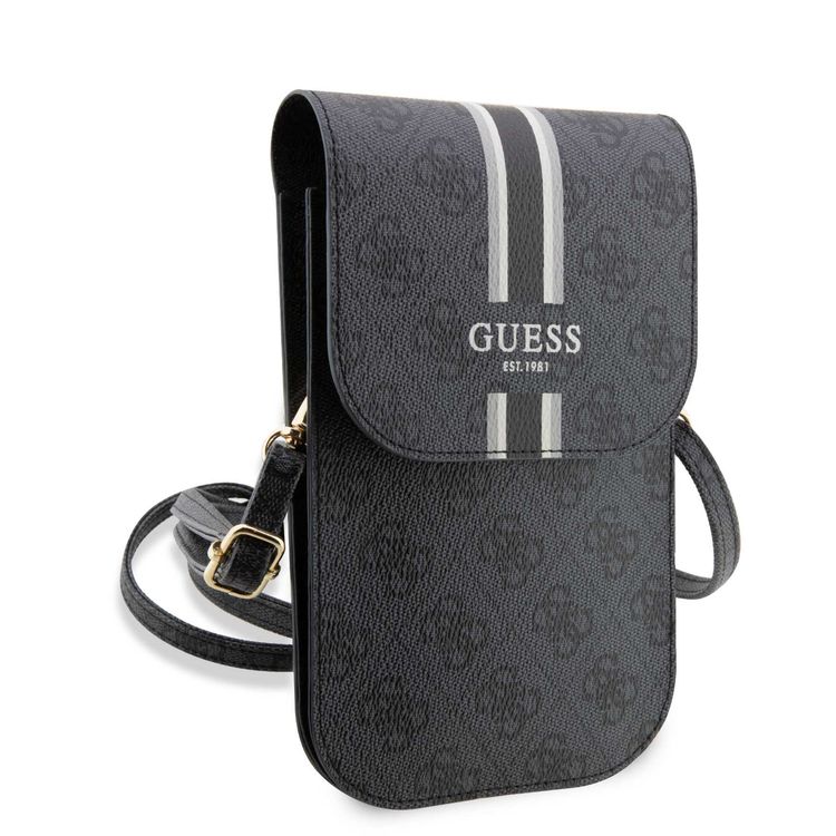 Guess Universal Phone Pouch 4G With Stripes Pattern - Black