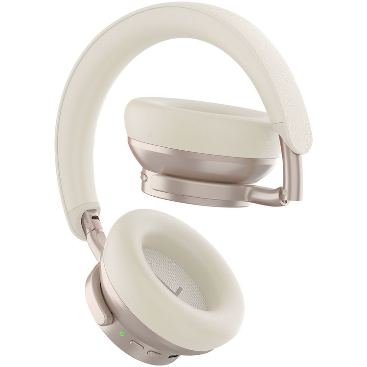 Powerology Astro ANC Wireless Headphones with Up to 40 Hours Play Time, Wireless & Wired Modes, Bluetooth Version 5.4, Customizable LED Lights, 600mAh Battery, Ergonomic Design, 95 Hours Standby Time, 40mm Driver Size - Beige