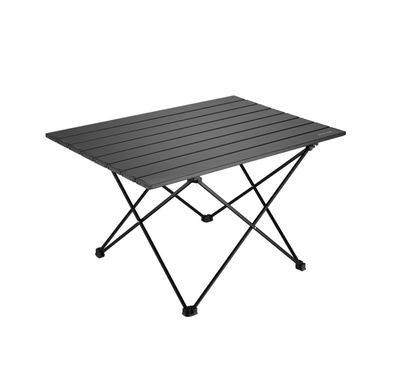 Green Lion Foldable Camping Table with Aluminum Alloy Material, Lightweight Design, 25kg Load Capacity, Anti-Slip Foot Cap, Anti-Slip Snap Cover, Corrosion-Resistant, Wood Grain Desktop, Secure Lock Feature, Easy Installation - Black
