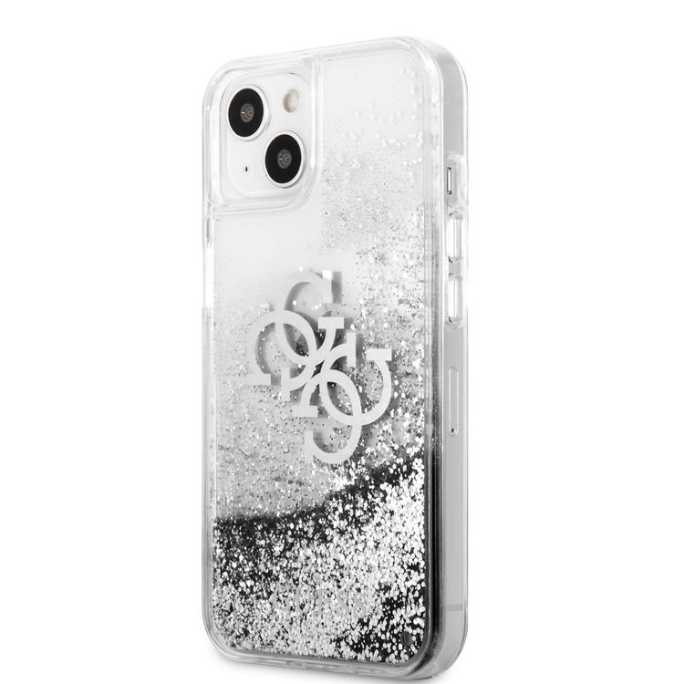 CG MOBILE Guess Liquid Glitter Case with 4G Electroplated Logo Compatible for iPhone 13 (6.1") Anti-Scratch, Easy Access to All Ports, Shock Absorption