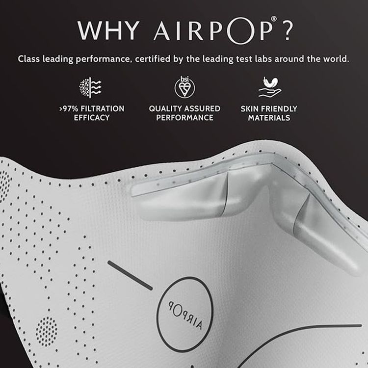 AirPOP Light SE (1pc) with TPE Cushioned Nose Seal - Skin-friendly Face Covering - Fit & Comfortable Easy Breathing Face Mask for Virus & Pollutant Protection - Black