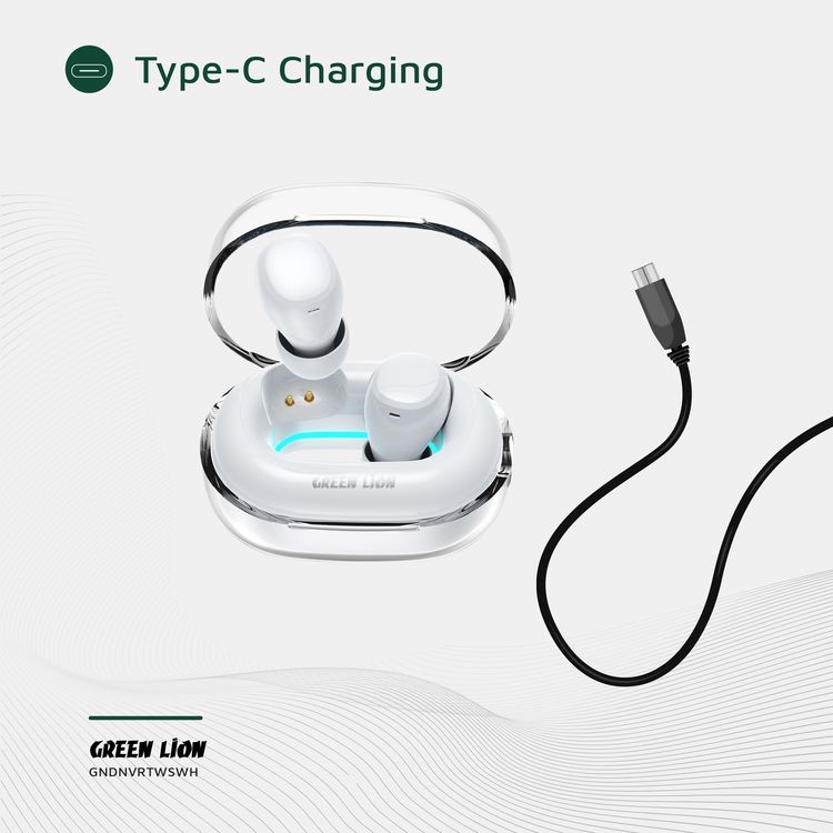 Green Lion Denver True Wireless Earbuds with IPX4 Waterproof, Voice Assistant, In-ear Comfort, Dual-Mic, Touch Control, 3 Hours Playtime - White