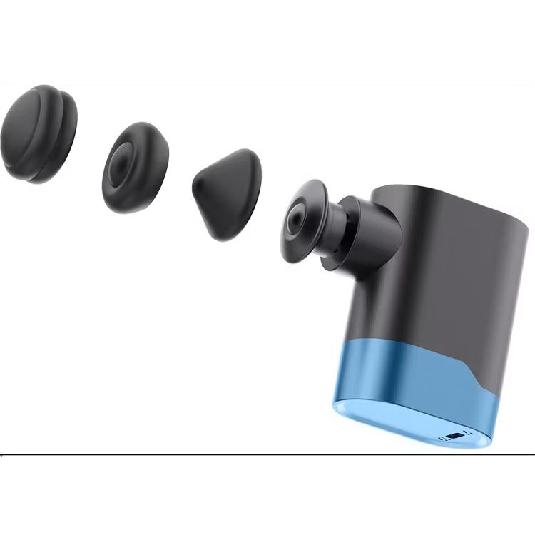 Powerology Ultra-Mini Travel Massager with 5 Head Attachments, Up to 4.5 Hours Working Time, 750mAh Battery, USB-C Charging Interface, 3 Speed Settings, Efficient Muscle Relief - Black