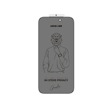Green Lion 9H Steve Privacy Screen Protector for iPhone 17 Pro Max, Anti-Peeping Glass, 9H Item Hardness, Crystal Clear, Highly Responsive, Privacy Protection, Anti-Fingerprint, Anti-Scratch, Oleophobic Coating, Ultra-Thin - Black
