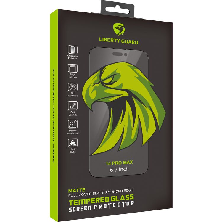 واقي شاشة كامل مطفي من Liberty Guard 2.5D لهاتف iPhone 14 Pro Max، مضاد للخدش ومضاد للكهرباء - شفاف