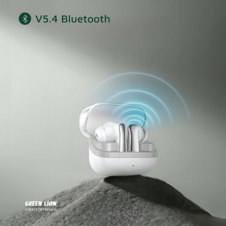 سماعات أذن لاسلكية حقيقية من جرين ليون مانشستر مصنوعة من مادة ABS، بطارية سماعات أذن 25 مللي أمبير/ساعة، بطارية حافظة 200 مللي أمبير/ساعة، إصدار بلوتوث 5.4، نطاق بلوتوث 12 مترًا، وقت استعداد 2000 ساعة، منفذ شحن من النوع C، وقت شحن 70 دقيقة، مقاومة للماء IPX3، تحكم باللمس - أبيض