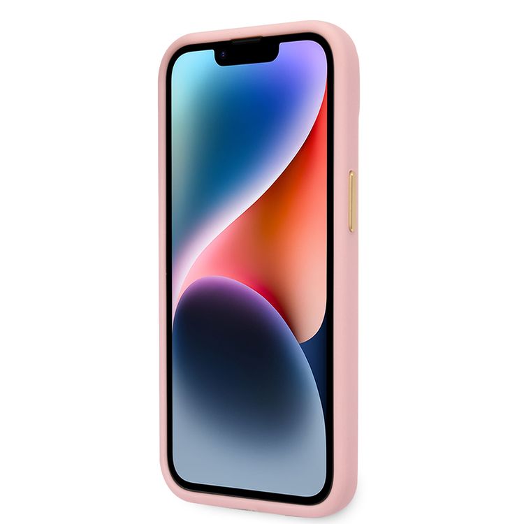 Guess PU Croco Case with Metal Camera Outline, Latest Design iPhone 14 Plus Compatibility - Pink