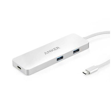 Anker Premium USB-C Hub with Ethernet and Power Delivery UN, Stylish Design, Huge Expansion, Gigabit Ethernet, Full-Speed Charging, UltraPortable, Simultaneous Operations - Silver