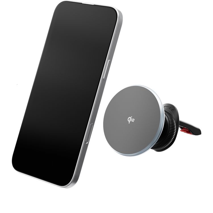 شاحن السيارة المغناطيسي باورولوجي إير ويف مع حامل للوحة القيادة وحامل لفتحة التهوية، بطاقة شحن للهاتف تبلغ 15 واط، وطاقة شحن للسماعات تبلغ 5 واط، شحن لاسلكي سريع Qi2، طول الكابل 1.2 متر، زاوية مشاهدة 360 درجة،