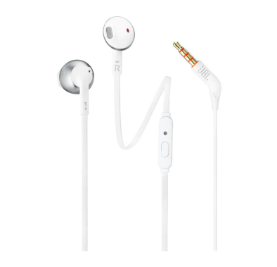JBL Tune 205 In-Ear Wired Headphones with 3.5mm Audio Jack, Integrated Microphone, 118.2cm Length, JBL Pure Bass Sound, Carrying Pouch - Chrome