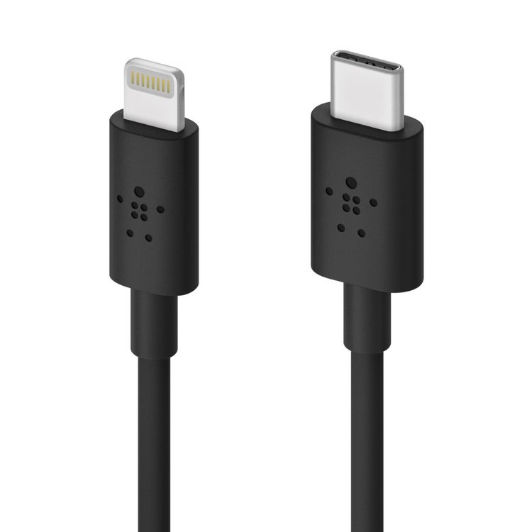 Belkin Boost Charge Cable 1.2M Compatible for USB-C Cable with Lightning Connector MFI-Certified, Supports USB Power Delivery Fast Charging, Longer Lasting Cable, Fast Charging, Sync and Data Transfer Connector - Black