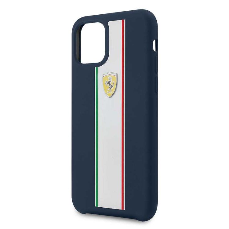 CG MOBILE Silicone Phone Case On Track & Stripes Compatible for iPhone 11 (6.1") Drop Protection Mobile Case Officially Licensed - Navy