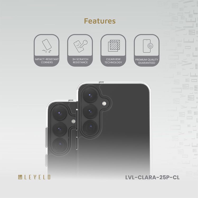 Levelo Clara Clear Case for Samsung Galaxy S25 Plus, TPU Material, Impact-Resistant Corners, Clearview Technology, Scratch-Resistant, Premium Quality Guaranteed - Clear
