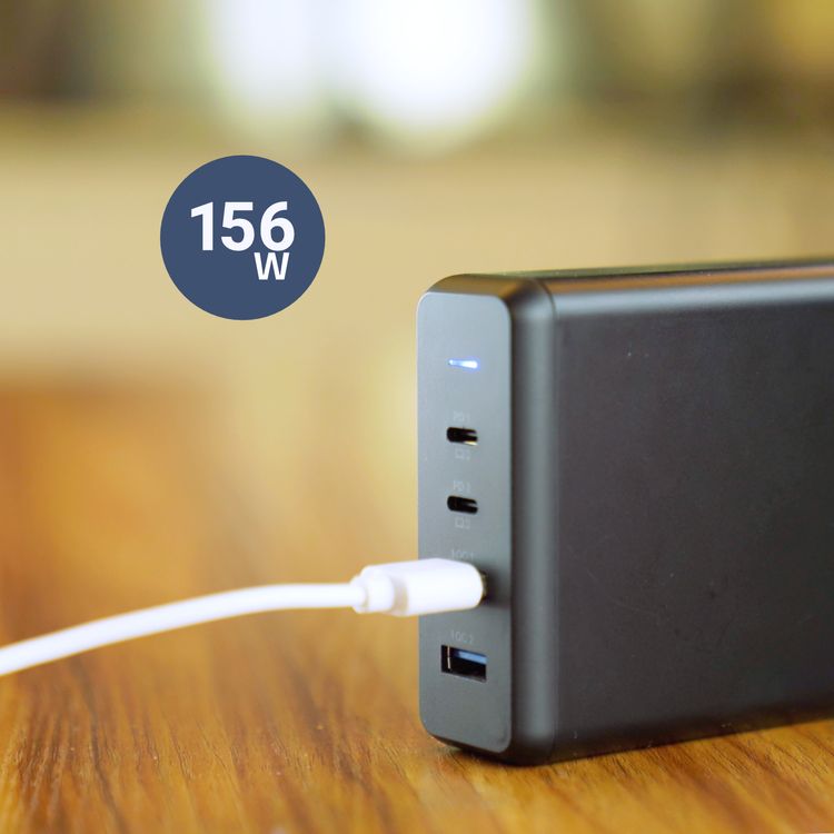 Powerology 4-Port Quick Charging Power Terminal with 156W Power Delivery, 3-Pin UK Plug, Laptop Charging Compatibility, PowerDash 3.0 Technology - Black