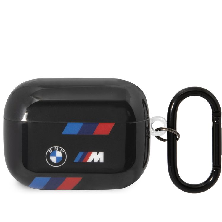 BMW M Collection Airpods Pro Case with Tricolor Stripes, Scratch Resistant, Shock and Impact Protections, Easy to Install, Snap-on Design, Fingerprint Resistant Surface - Black
