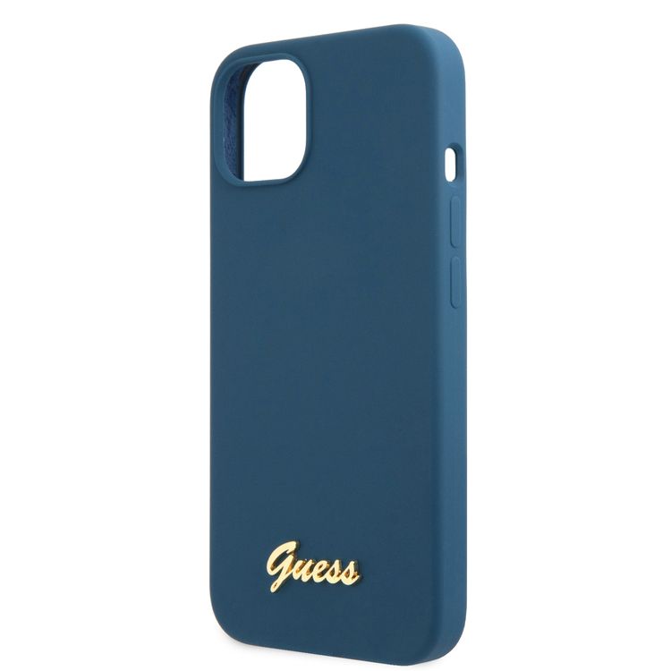 CG MOBILE Guess Liquid Silicone Case with Gold Metal Logo Script Compatible for iPhone 13 (6.1") Anti-Scratch, Easy Access to All Ports, Shock Absorption