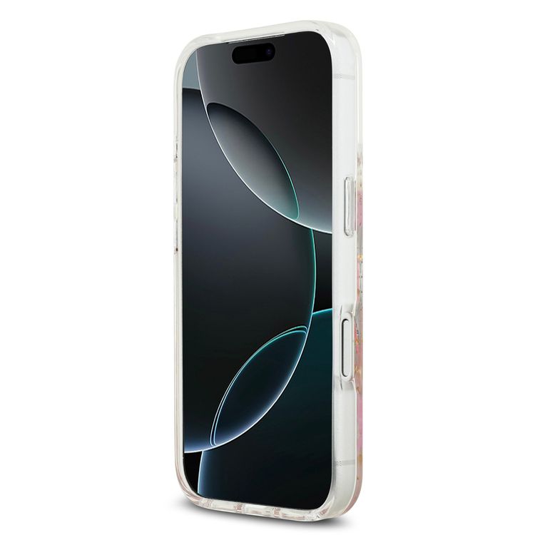 غطاء ماجسيف من الراتنج مع نمط الأزهار والجليتر لجهاز آيفون 17 برو، تصميم نحيف، حماية من الصدمات، سهل التركيب، عبوة مستدامة، قبضة مريحة، تصميم خفيف الوزن - وردي