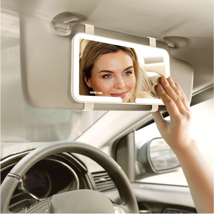 Green Lion GMR-48 Car Makeup Mirror, 600 mAh Battery Capacity, 2-3 Hours Charging Time, 5 Hours Working Time, 48 LED Beads, Easy Installation, Adjustable Brightness - Beige