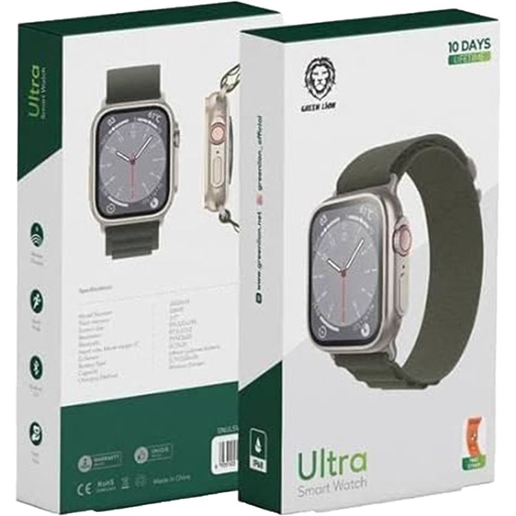 Green Lion Ultra Smart Watch with 10 Days Standby + An Extra Strap  - Green