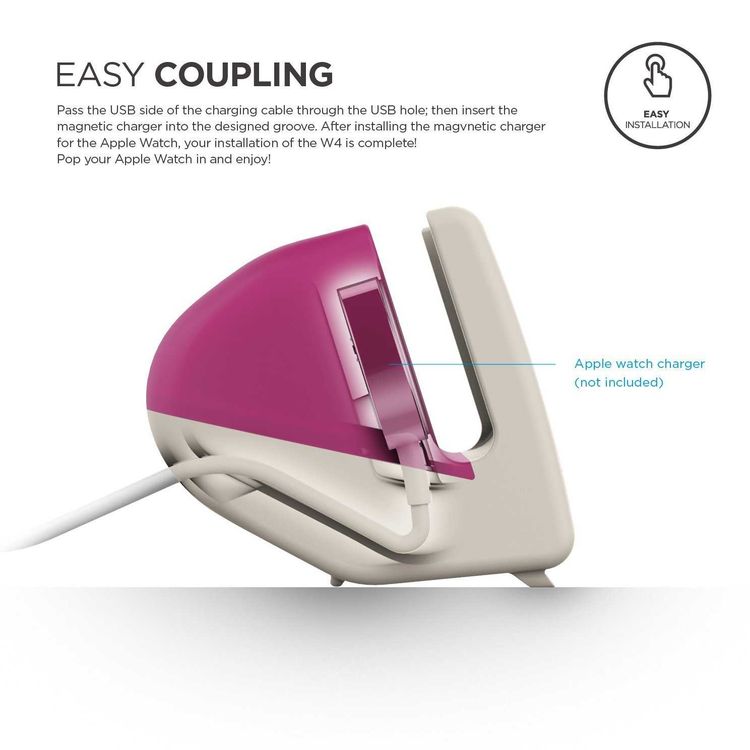 Elago W4 Stand With All types for Apple Watch Series, View Apple display through blast, Easy To Use, scratch-free silicone, Aqua Pink