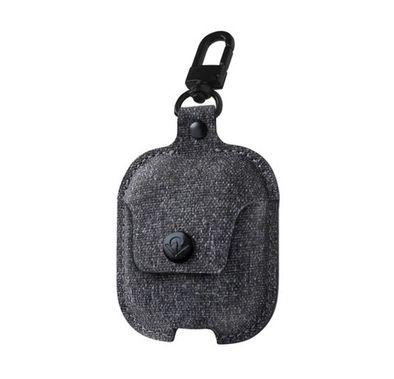Twelve South Airsnap Leather Case for 1st & 2nd Gen AirPods with handy Clip, Top-Quality Materials, Protective & Stylish - Twill Smoke