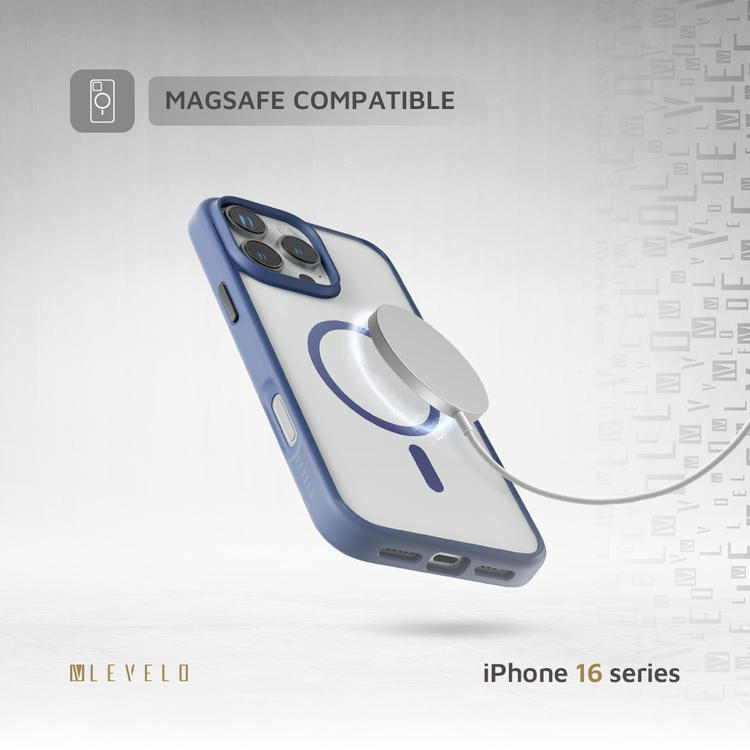 Levelo MagSafe Solo Case for iPhone 16 Pro Max, Clearview Technology, 3H Scratch Resistance, Hybrid Construction - Deep Blue