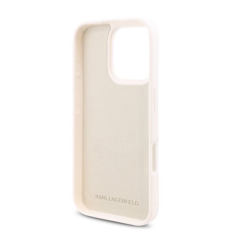 Karl Lagerfeld TPU Silicone Hard Case with ikonik Graffiti Logo for iPhone 16 Pro Max, Durable Material, Comfortable and Secure Grip, Lightweight and Slim - White