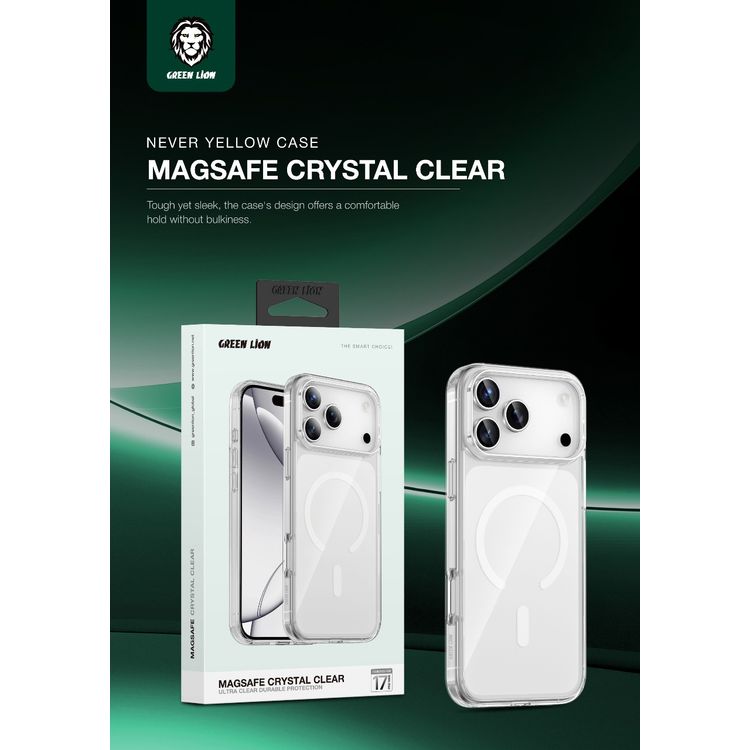 Green Lion MagSafe Crystal Clear Case for iPhone 17 Pro Max, N52 Strong Magnets, Ultra HD Clarity, Camera Protection, Anti-Scratch, Ultra Drop Protection, Precise Cutouts, Military-Level Protection - Clear