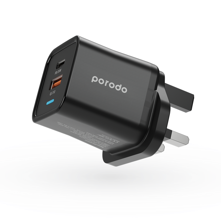 Porodo Dual Port PD + USB-A (35W+18W) Charger - Black