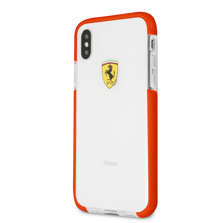 CG Mobile Ferrari Shockproof Transparent Hard Case for iPhone X - Red