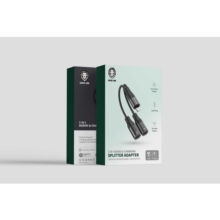 Green Lion 2 in 1 Audio &amp; Charge Lightning Adaptor [Dual Lightning]