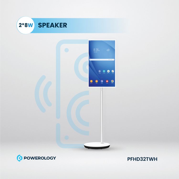 Powerology 32" Android Smart Screen, 1920x1080 Pixels, 65W, Android 10, 4GB Ram - White