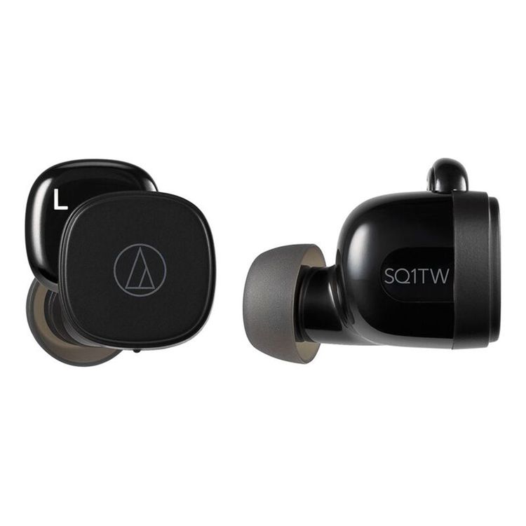 Audio-Technica ATH-SQ1TW-BK Wireless Earbuds, Touch Sensor Control, Fast Pair, 1.5 Hours Charging Time, 6.5 Battery Life - Black