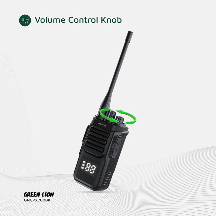 جهاز "جرين ليون GPX700 ووكي توكي" مع وقت تشغيل يصل إلى 6 أيام، يحتوي على 99 قناة تناظرية، ومدى إشارة يصل إلى 5 كيلومترات، وتقنية ANC، وسعة بطارية 3000 مللي أمبير، ووظيفة إنذار SOS.