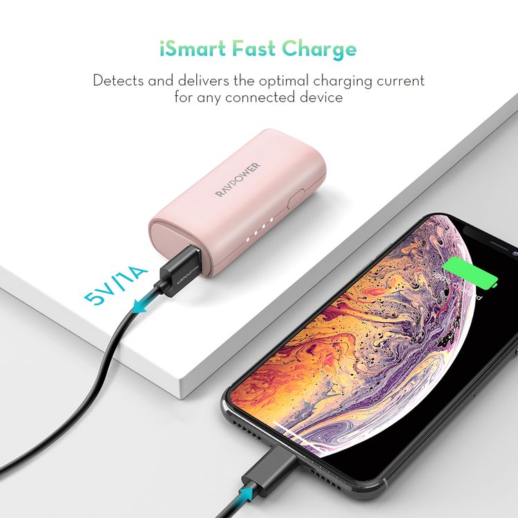 راف باور باور بانك محمول 3350 مللي أمبير مع تقنية الشحن السريع ايسمارت شحن سريع ، شاحن محمول صغير الحجم ، تصميم مريح ، غلاف مضاد للخدش ، مؤشر شحن ليد ، باور بانك للحماية من الحرارة الزائدة