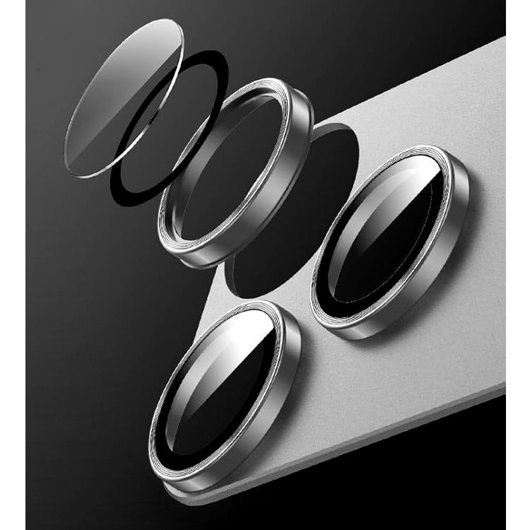 Levelo Trio Pro Camera Lens Protector for iPhone 17 Pro, Anti-Glare Coating, Scratch Resistant, Ultra-Clear Glass, Oleophobic Coating, Double-Sided AR Glass, Detachable Camera Protector, 0.33mm Thickness - Silver